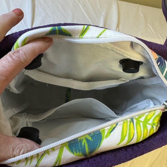 O bag Elegant Purple Tote with Structured Design and Charm Accent with trim - Picture 6 of 12